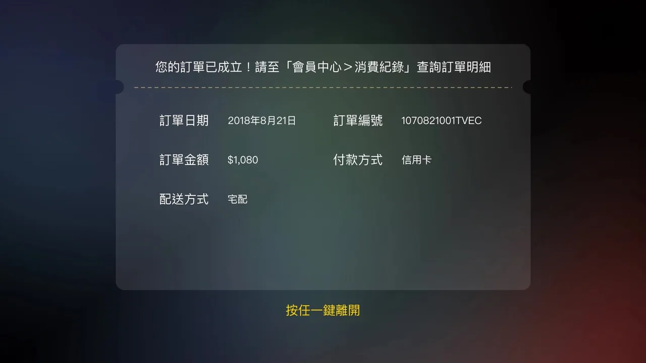 Order confirmed